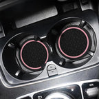 Mandark Car Cup Holder Coasters, 2.75 Inch Non-Slip Insert Water Bottle Holder Pads, Dustproof Automotive Interior Accessories Mat, Universal for Vehicles, Trucks, RVs and More (Black/Pink, 2PCS)