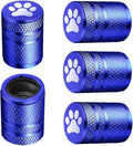 Tire Valve Stem Caps - (5 Pack) Metal Air Caps with Plastic Liner, Corrosion Resistant, Leak-Proof, Dog Cat Paw Universal Stem Covers for Cars Trucks Motorcycles and Bikes - Blue