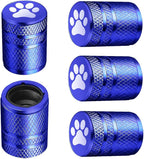 Tire Valve Stem Caps - (5 Pack) Metal Air Caps with Plastic Liner, Corrosion Resistant, Leak-Proof, Dog Cat Paw Universal Stem Covers for Cars Trucks Motorcycles and Bikes - Blue
