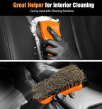 2PCS Leather Cleaning Brush, Horse Hair Brush for Car Leather Seat, Fabric, Shoes and Furniture, Soft Detailing Brush for Carpets, Seat Belts and Car Interior