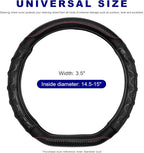D-Shaped Steering Wheel Cover, Leather Car Wheel Protector with 3D Honeycomb Anti-Slip Design, Universal Breathable Comfy Cover Fits 14.5-15 Inch Steering Wheels, Car Accessories (Black)