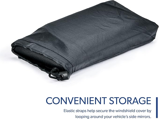 Glove | Car Windshield Cover for Ice and Snow - XL Size, Fits SUVs and Trucks - Features Elastic Loops, Security Panels + Storage Pouch - Black, Measures 68 x 41 Inches