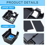 Double-Layer Tray Compatible with 2025 2026 Ford Bronco 4 Doors Automatic Transmission ONLY, Full Size Bronco 2PCS Console Organizer (Not for Manual Transmission & 2 Doors & Bronco Sport)