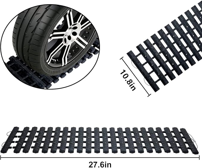 Emergency Devices Tire Traction Mats, Portable for Snow, Ice, Mud, and Sand Used to Car, Truck, Van or Fleet Vehicle (2PCS* 27.6in)