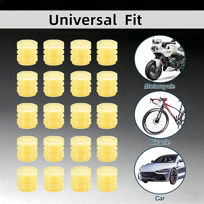 20 Pcs Glow in The Dark Tire Valve Caps Fluorescent Tire Valve Stem Caps, Cool Car Present for Universal Decoration Accessories for Car SUV Bicycle Motorcycles Trucks (Orange)