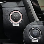 Bling Car Engine Start Ring Decals, 2PCS Crystal Rhinestone Vehicle Push Start Button Cover Sticker, Key Ignition Knob Ring, Sparkling Automotive Interior Accessories (Honey Peach)