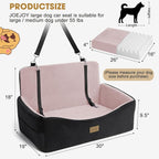 Dog Car Seat for Large Medium Sized Dogs Under 55 lbs, Dog Booster Seat for 2 Small Dogs with Detachable Washable Cover, Memory Foam Pet Car Seat with 2 Safety Belts and Storage Pockets