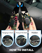 Purse Holder for Car, 2 Pack Heavy Duty Purse Hanger for Car, PU Leather Car Seat Hooks for Purses and Bags, Cute Floral Headrest Organizer for Handbags & Backpacks