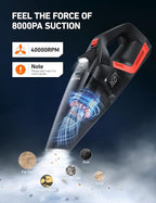 4-in-1 V3 12V DC High Power Handheld Car Vacuum Cleaner for Car,Home,Pet Hair Cleaning, 150 PSI 16.4FT Cord Digital Pressure Gauge & LED Light Portable Tire Inflator for Cars,Bikes,SUVs,Balls