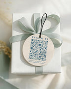 Retro Blue Christian Round Car Air Freshener 4 Pcs Coconut Scented, Inspirational Religious Car Accessories Mirror Decor for Women, Christian Hanging Air Freshener for Cars Closet Drawer Book