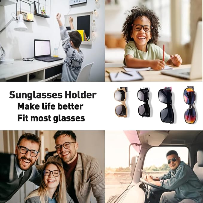 Sunglass Organizer 6 Pack, Glasses Holder & Eyeglass Holder for Eyewear, Sunglasses, Reading Glasses. Sunglass Holder for Home, Office, Car, Driver, Workshop. Glasses Accessories (Grey)