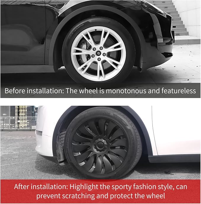 Wheel Cover for Tesla Model Y 4PCS Hubcaps for Tesla Wheel Cover Model Y(2020-2024) 19inch Storm Rim Full Cover Hubcaps Accessories (Storm Style, 19 inch)