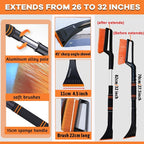 32'' Snow Brush - Detachable Ice Scraper for Car Windshield with Ergonomic Foam Grip for Snow Removal, Aluminum Car Snow Scraper and Brush for Cars, Trucks, SUVs (Heavy Duty ABS)