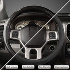 Customized Auto Car Steering Wheel Cover for Dodge RAM 1500 2500 3500, 15.5-16 inch (Black-Large Size)