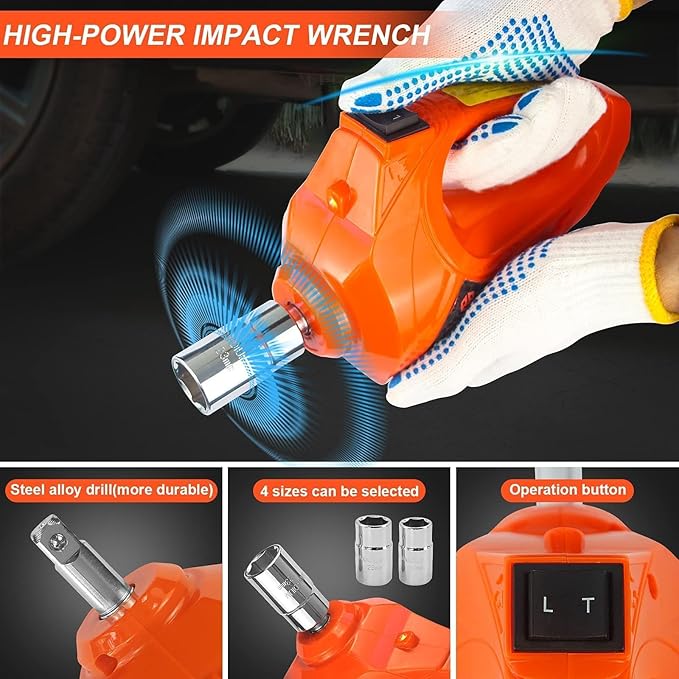 Electric Car Jack Kit 5Ton 12V Hydraulic Car Jack Lift (Lifting Range: 6.1~20.86 inch) with Electric Impact Wrench for SUV MPV Sedan Truck Change Tires Garage Repair