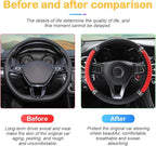 Bling Car Steering Wheel Cover, 15 Inch Rhinestones Soft Leather Elastic Steering Wheel Protector, Sparkly Crystal Diamond for Women Girls, Car Interior Accessories for Most Cars (Red)