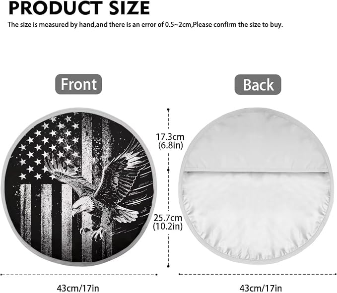 Universal Car Steering Wheel Sun Shade Cover,Black White American Eagle Heat-Resist Aluminum Foil Steering Wheel Cover for Most Car Auto Interior Protector