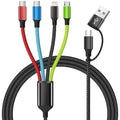 Travel 4 in 2 Multi Charging Cable with Dual Type-C, USB A/USB C Chargers for Multiple Devices, Multiple Charger Cord Compatible with Most Cell Phones/Tablets and More (1Pack, 5FT)