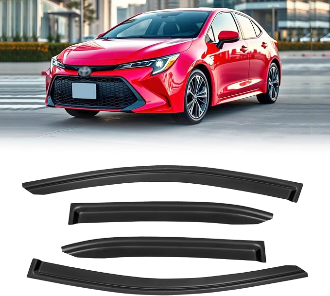 Window Visor for 2019-2026 Toyota Corolla Sedan, Out-Channel Rain Guards Shields Vent Deflector Shade Wind Dark Smoke 2020 2021 2022 2023 2024 19 20 21 22 23, Outside-Mount, 4PCS
