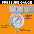 2pack Air Tank Repair Kit Including Safety Valve, 0-200 PSI Pressure Gauge and 4 Feet Air Tank Hose Assembly Kit for Portable Carry Tank