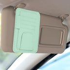 Car Sun Visor Organizer 6.02" x 4.76" Leather Multi-Pocket Visor Card Sleeve Pocket Car Truck SUV Interior Storage Pouch for Driving License Credit Cards Bills Sunglasses, Blue