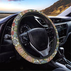 Boho Floral Bright Blossoms Car Steering Wheel Covers for Womens Anti-Slip Comfortable Stretch-on Steering Wheel Protector Cover Sweat Absorption Cover Car Accessories
