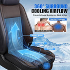 Cooling Car Seat Cushion – 3 Speeds Adjustable Ventilated Car Seat Cover for Cars Without AC, Breathable Automotive Cooling Seat Cover, 12V Plug & Play, Brown (1 Pack)