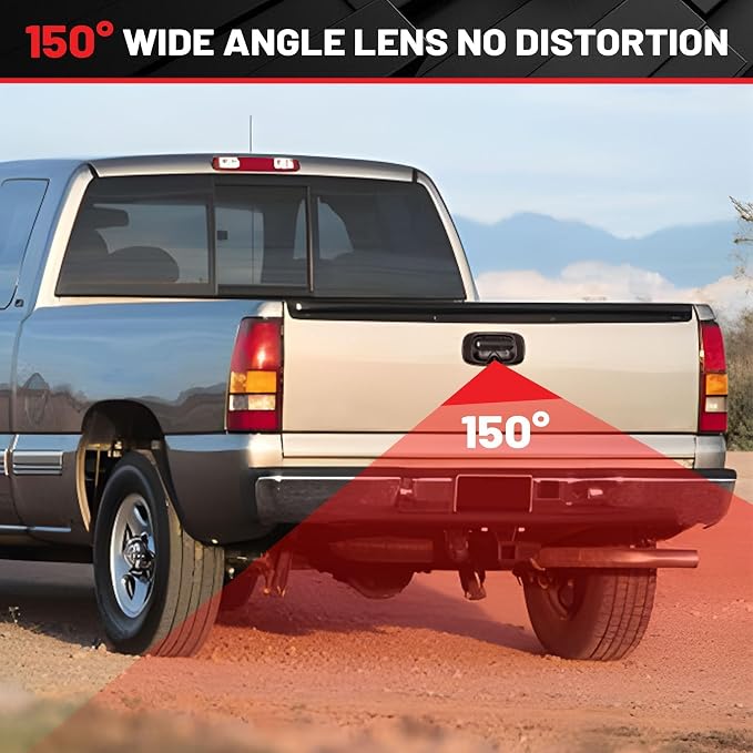 Tailgate Handle Backup Camera Fit for 1999-2006 Chevrolet Chevy Silverado/GMC Sierra 1500 2500 3500HD Pickups Reverse Rear View Backup Camera, Waterproof Guideline w/12V Power Cable RCA Plug