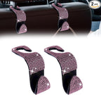 2 Pack Car Hooks, Bling Rhinestones Crystal Hooks, Auto Seat Back Organizers, Car Decorations Backseat Hanger, Car Seat Hooks Perfect for Holding Handbags, Clothes, Purses and Water Bottles