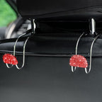 Car Headrest Hook, 2 Pack Bling Backseat Organizer Hanger for Purse Clothes Grocery Bag, Rhinestones Auto Headrest Storage Holder, Universal Car Seat Accessories for Most Vehicle (Red)