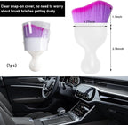 Car Detailing Brush, Curved Soft Bristles Auto Removal Dust Collectors, Universal Vehicle Dashboard, Air Conditioner Vents etc Interior Cleaning Tool Accessory (White/Purple)