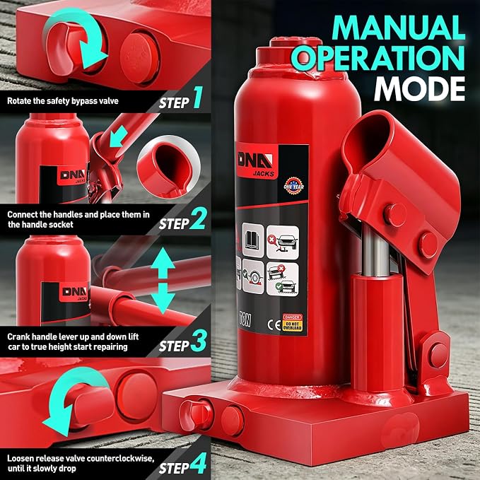 2 tons / 4000 lbs Lifting Automotive Welded Hydraulic Bottle Jackfor Sedans Repair, with Manual Handle & Carrying Storage Case, Red