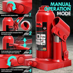 2 tons / 4000 lbs Lifting Automotive Welded Hydraulic Bottle Jackfor Sedans Repair, with Manual Handle & Carrying Storage Case, Red
