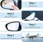 4 Pack Blind Spot Mirrors for Car, Frameless Side Mirror Blindspot Convex HD Glass Car Accessories, Side View Mirror Blindspot with Wide Angle Adjustable Stick for Cars, SUVs and Trucks