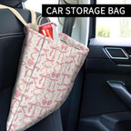 Car Trash Can, Cute Car Trash Bag, Hanging Car Organizer and Storage Bag, Trash Bin for Car Accessories, Vehicle, Travelling, Camping Cute Pink Bow
