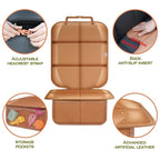 Car Seat Protector for Child Car Seat, Durable 600D Fabric Waterproof Car Seat Cover with Thick Pad Non-Slip Backing，No Imprints (Tan-1 pc)