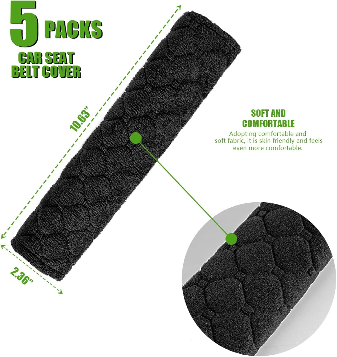 Seat Belt Shoulder Pads (5-Pack) — Soft Comfort Strap Covers