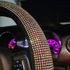 Car Bling Steering Wheel Cover for Women Girls 15 Inch Universal Colorful Crystal Rhinestone Diamond Rainbow Bling Accessories Anti Slip Wheel Protector Sparkling, Black