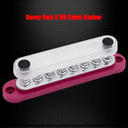 8 x M5 (#10) Studs Power Distribution Block Bus Bar 12V, 5.9" HD 120A Marine BusBar Battery Distribution Block W/Cover for Car Boat Solar (Red)