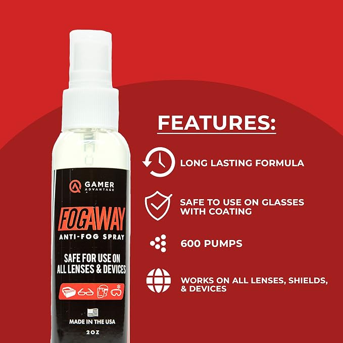 FogAway - Anti Fog Spray for Swim Goggles, Glasses, and Home Electronics - Safe for All Lens Types (2 Oz)