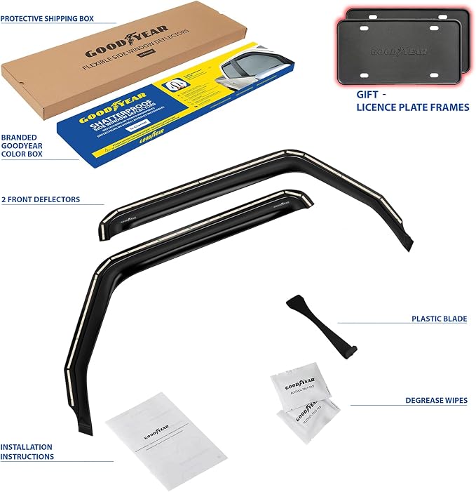 Goodyear Shatterproof in-Channel Window Deflectors for Jeep Wrangler JL 2018-2026, Rain Guards, Window Visors for Cars, Vent Deflector, Car Accessories, 2 pcs. - GY007922