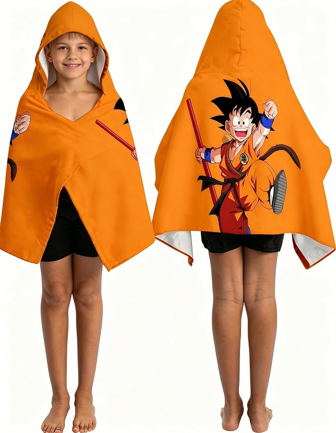 D Printed Soft Cotton Terry Hooded Towel Wrap, Portable Absorbent Towel for Bath Pool Beach Daily Use, 28 in x 55 in