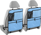 Lake Blue Car Seat Organizer for Kids Backseat Kick Mat with Adjustable Strap Back Seat Protector for SUV Cars Vehicle 2 Pcs
