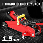 DNA Motoring 1.5 Ton Car Floor Jack Low Profile Hydraulic Trolley Service/Floor Jack, 1.5T / 3000 lbs Capacity, Lifting Range 5.3 Inch -12 Inch, with Storage Case, Red, TOOLS-00326