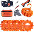LED Road Flare Warning Light Full Emergency Safety Kit Battery Powered with Hammer Whistle Gloves