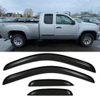 Rain Guards Window Deflectors Visors for 2007-2014 Chevy Silverado/GMC Sierra 1500/2500HD/3500HD Extended Cab, Side Window Deflectors Vent Guard Shade Sun Visor,94040 Dark Smoke Tint,4-Pieces Set