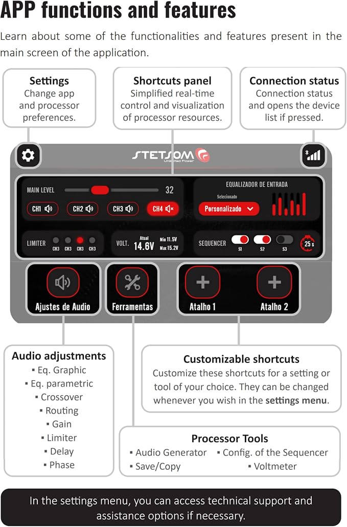 STX 2436 Bluetooth DSP PRO - Digital Signal Processor, DSP PRO, Equalizer, Exclusive APP, Band Graphic, High Precision Crossover, Filters, Voltmeter, Limiter, Digital Audio Processor