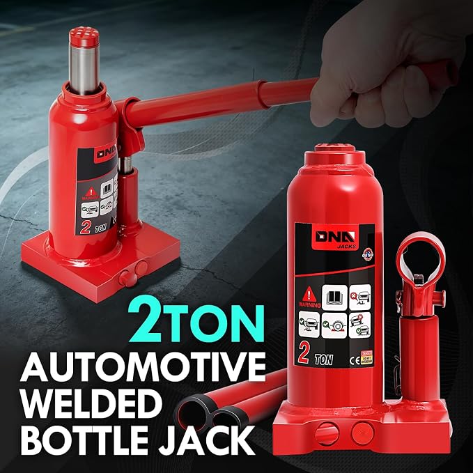 2 tons / 4000 lbs Lifting Automotive Welded Hydraulic Bottle Jackfor Sedans Repair, with Manual Handle & Carrying Storage Case, Red