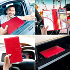 Car Registration and Insurance Holder, Leather Car Glove Box Organizer, Cool Car Accessories for ID, Driver's License Cards & Essential Document, Men&Women, Red