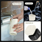 Car Trash Can with Lid - Mini Car Garbage Can Bin for Cup Holder - Beige Small Leakproof Vehicle Trash Bin for Back Seat, Cute Automotive Accessories Organizers and Storage for Door SUV Truck